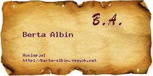 Berta Albin névjegykártya